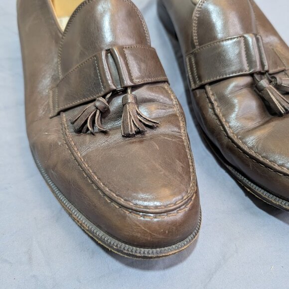 Madras Made in Italy Brown Leather Tassel Loafers Men Size 11 - Picture 3 of 13